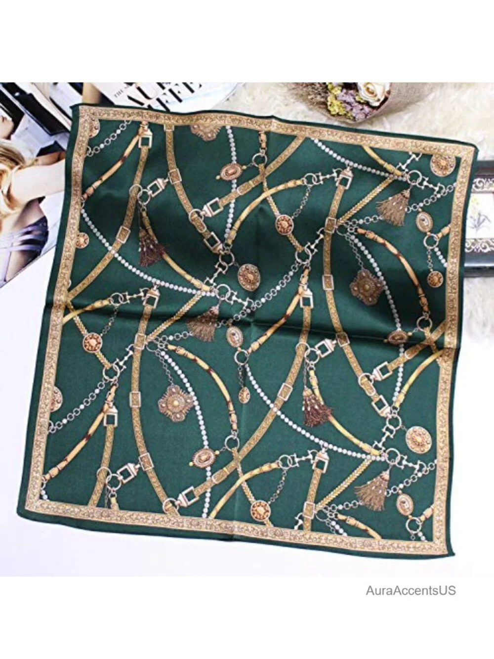 100% Mulberry Silk Square Neckerchief Scarf with Gift Box